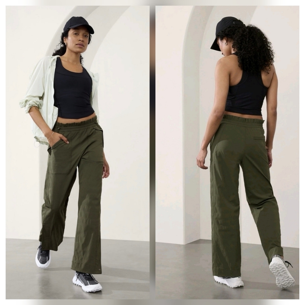Athleta Trekkie High Rise Parachute Pant Aspen Olive Green